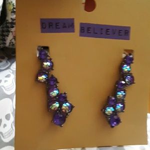 Purple Earrings that cover ear top to bottom!